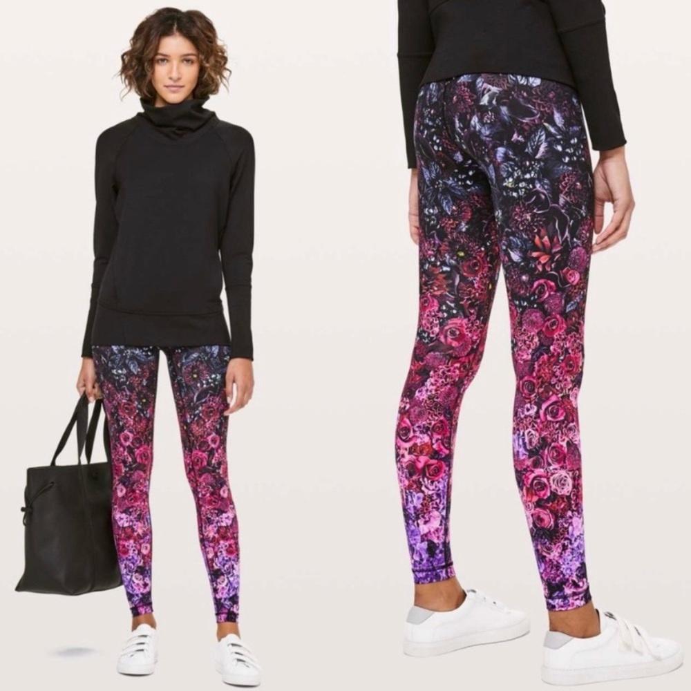 Lululemon Wunder Under High Rise In Bloom Multi Sz 6 Nulux Rare Yoga Workout Gym
